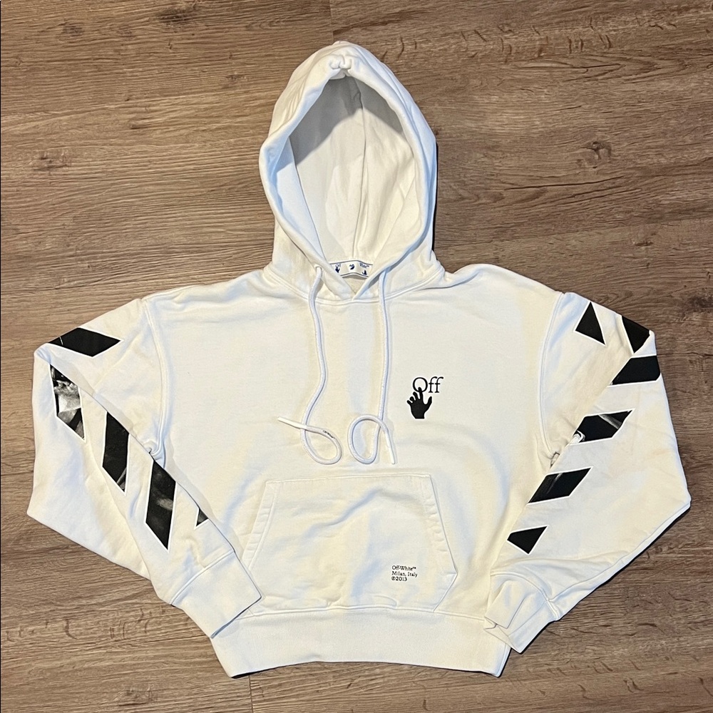 Off-White Diagonal Stripes Caravaggio Saint Jerome Writing Arrows Hoodie